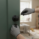 Premium Round Reeded Mortice Bathroom Door Knob Set - Matt Black Finish with Complete Hardware Package