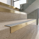 Solid Brass Stair Nosing with Carborundum Insert, Custom Lengths — Anti-Slip Infill Colour: Italian Marble