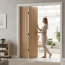 Premium Unfinished Internal Bi-fold Door Crafted from Solid Engineered White Oak for Space Efficiency and Customization