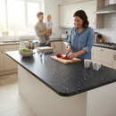 Premium Rounded Edge Laminate Worktop 3000mm x 600mm x 38mm - Black Slate Finish for Stylish Kitchens