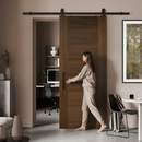 Premium Walnut Internal Fully Finished Sliding Door with Black Steel Track - Victorian Design for Modern Spaces