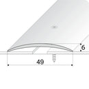 Anodized aluminum door threshold strip creating smooth transition between different flooring materials