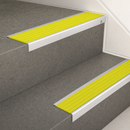 Aluminium Stair Nosing 62x32mm Square Edge, 5mm Gauge, Cut to Size 700-3200mm — Insert Colour: Yellow Castellated
