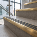 Solid Brass Stair Nosing 83mm x 40mm Ramped Heavy Duty with Carborundum Insert — Anti-Slip Infill Colour: Pebble