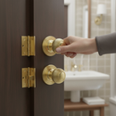 Premium Round Reeded Mortice Bathroom Door Knob Set - Polished Brass Finish with Complete Installation Kit and 10-Year Guarantee