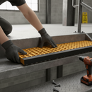 Heavy Duty Moulded Mesh Stair Tread with Non-Slip Surface and Corrosion Resistance - Yellow & Black Nosing