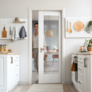 Premium White Primed Internal Pattern 10 1 Panel Framed Pocket Door Set - Modern Design for Space Optimization