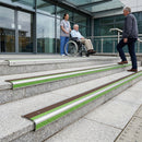 Aluminium anti-slip stair nosing strip 71x55mm with textured surface for indoor and outdoor use