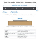 Dimension and fixing drawing for the 50mm x 3mm fine grit GRP decking strip with test data