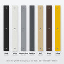 Colour range of 50mm fine grit GRP decking strips: Black, White, Medium Grey, Dark Grey, Buff, Brown and Yellow with RAL numbers