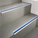 Anti-Slip Rake Back Stair Nosing 67x55mm Aluminium Ramp Profile, DDA Compliant, 800-3200mm — Insert Colour: Blue