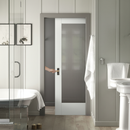 Premium White Primed Internal Pocket Door Set with Ocean Glass Panel - Stylish and Space-Saving Design for Modern Interiors