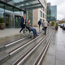 DDA compliant aluminum stair nosing profile 66x32mm showing L-shaped edge protection for indoor outdoor use