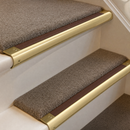 Solid Brass Stair Nosing 63.5mm Bullnose Single Channel, Anti-Slip Insert, Cut to Size 700-2700mm — Colour: Claret Castellated