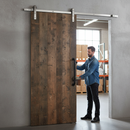 Premium Satin Nickel Face Mounted Sliding Barn Door Track - 1.98m Length, 100kg Capacity, Timber Frame Compatibility