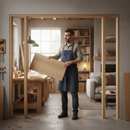 Premium Unfinished Room Divider Door Frame Kit for 35mm Doors - Customizable Oak Design