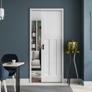 Premium White Primed Internal Pocket Door Set with Classic 1930s Design and Four Solid Panels for Space Optimization