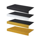 GRP anti-slip stair tread covers 4mm heavy duty — all 4 colour variants: black, black/white, black/yellow, yellow