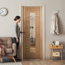 Premium Unfinished Oak Internal Door with Clear Glass Panel for Custom Finishing