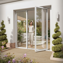 Premium White Aluminium External French Patio Door with Clear Tempered Double Safety Glass for Enhanced Visibility and Security