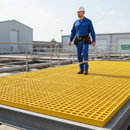 Premium Anti-Slip GRP Open Mesh Grating Panels - Corrosion-Resistant for Walkways, Platforms, and Ramps