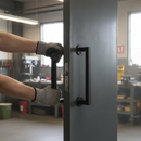 Premium Square Pull Handle Set in Matt Black - Complete with Magnetic Device for Modern Industrial Doors