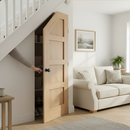 Premium Unfinished Oak Angled Under-Stair Made-to-Measure Cupboard Door in Classic Shaker Style
