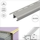 Tile-in aluminium step edging in Silver finish - 1.0m and 2.5m lengths for 10mm ceramic tiles