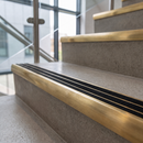 Solid Brass Stair Nosing 83mm x 40mm Ramped Heavy Duty with Carborundum Insert — Anti-Slip Infill Colour: Obsidian