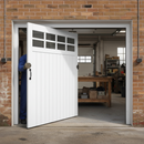 Premium White Painted Composite Garage Door with Obscure Double Glazing for Enhanced Privacy and Durability