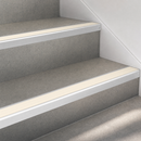 Aluminium Stair Nosing 62x32mm Square Edge, 5mm Gauge, Cut to Size 700-3200mm — Insert Colour: Porth Stone Castellated