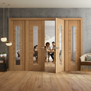 Premium Unfinished Oak Internal Room Divider Set with Clear Glass Panels for Customisation and Natural Light Enhancement