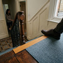 Silver aluminum stair nosing strip 25x10mm profile showing L-shaped edge protection for indoor outdoor steps