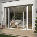 Premium White Aluminium External French Patio Door with Double Clear Tempered Glass for Modern Home Entryways