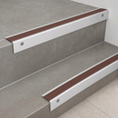Aluminium Stair Nosing 62x32mm Square Edge, 5mm Gauge, Cut to Size 700-3200mm — Insert Colour: Rustic Castellated