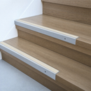 Aluminium Stair Nosing 62x32mm Square Edge, 5mm Gauge, Cut to Size 700-3200mm — Insert Colour: Porth Stone Smooth Textured