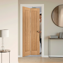 Premium Unfinished Internal Bi-Fold Door with Solid Core Construction and Customizable White Oak Finish for Space Optimization