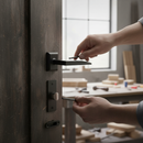 Premium Slim Square Lever Handle Set in Matt Black with Magnetic Latch and Bathroom Lock for Internal Doors