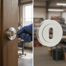 Premium Round Key Escutcheon Pair in Satin Chrome Finish for Modern Interiors - High-Quality Professional Grade for Industrial and Commercial Appli...