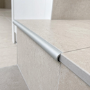 Aluminium Tile-In Bullnose Stair Nosing for 10mm & 12mm Tiles, 2.6m Matt Silver bullnose edge detail