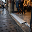 Anodised aluminium door threshold strip 28mm x 14mm profile showing sleek metallic finish for indoor outdoor use