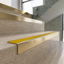 Solid Brass Stair Nosing with Carborundum Insert, Custom Lengths — Ridged PVC Colour: Canary