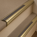 Solid Brass Stair Nosing 63.5mm Bullnose Single Channel, Anti-Slip Insert, Cut to Size 700-2700mm — Colour: Peat Castellated
