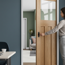 Premium Vintage Oak Pocket Door Set with 3 Panels and Clear Glass for Elegant Home Décor