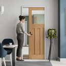 Premium Vintage Oak Pocket Door Set with 3 Panels and Clear Glass for Elegant Home Décor