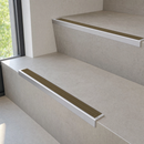 Aluminium Stair Nosing 62x32mm Square Edge, 5mm Gauge, Cut to Size 700-3200mm — Insert Colour: Olive Castellated