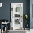 Premium Vintage 1930s Clear Glass Framed Pocket Door Set for Modern Spaces - High-Quality Professional Grade for Industrial and Commercial Applicat...