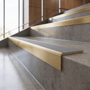 Solid Brass Stair Nosing with Carborundum Inserts, Custom Lengths — Ridged PVC Colour: Fog