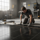 Premium Rigid Core Vinyl Flooring with Black Gloss Marble Finish - Durable 5.5mm Stone Embossed Design for Residential and Commercial Use