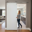 Premium Satin Nickel Face Mounted Sliding Barn Door Track - 1.98m Length, 100kg Capacity, Timber Frame Compatibility